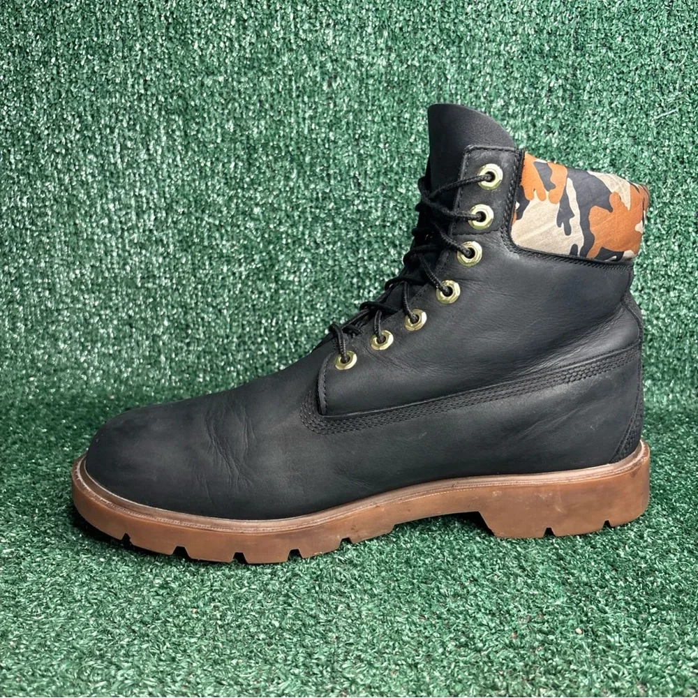 Timberland Mens Boots Black Camo Nubuck Premium 6 Inch Waterproof Outdoor Sz 12